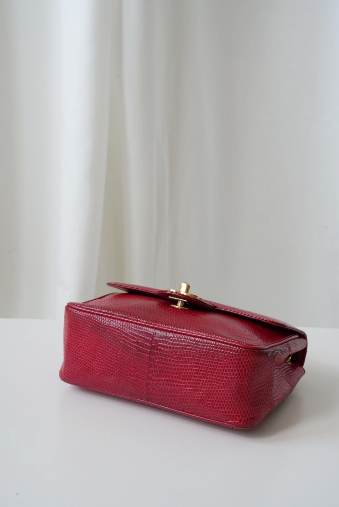 Chanel Red Mini Square Lizard